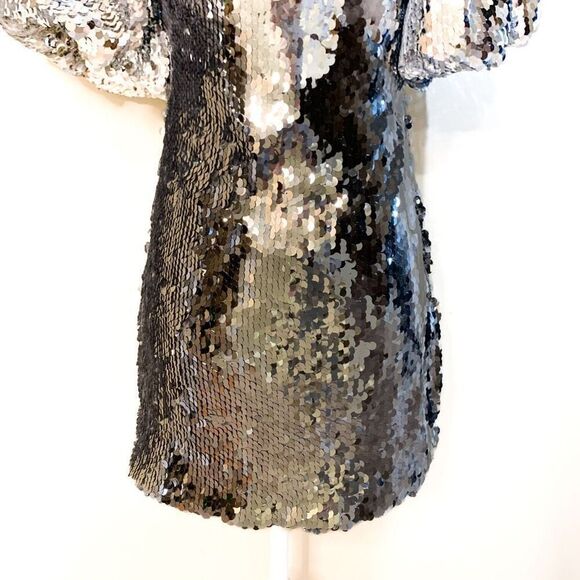 Rhode Silver Sequin Dali Mini Dress Above The Knee Size 0 New With Tags Small - Picture 4 of 9